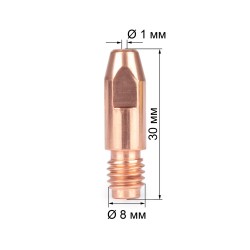 Наконечник Varteg M8х30х1.0 (140.0313/MD0005-10, пр-во FoxWeld/КНР)